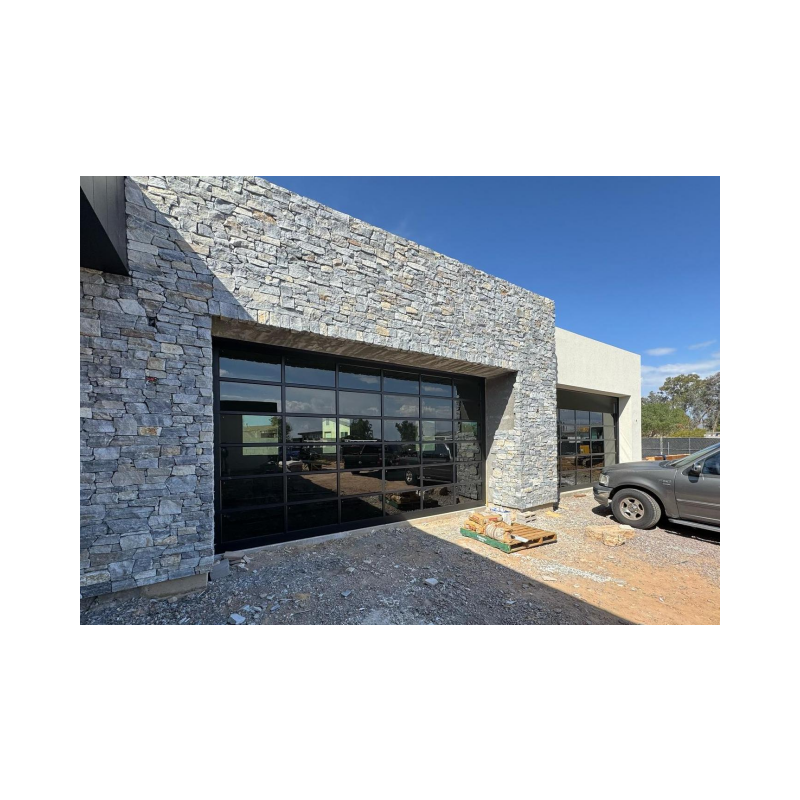 Modern Style Black Glass Insulated Aluminum Alloy Frame Sectional Garage Door Rolling Open for Villa Exterior Finish