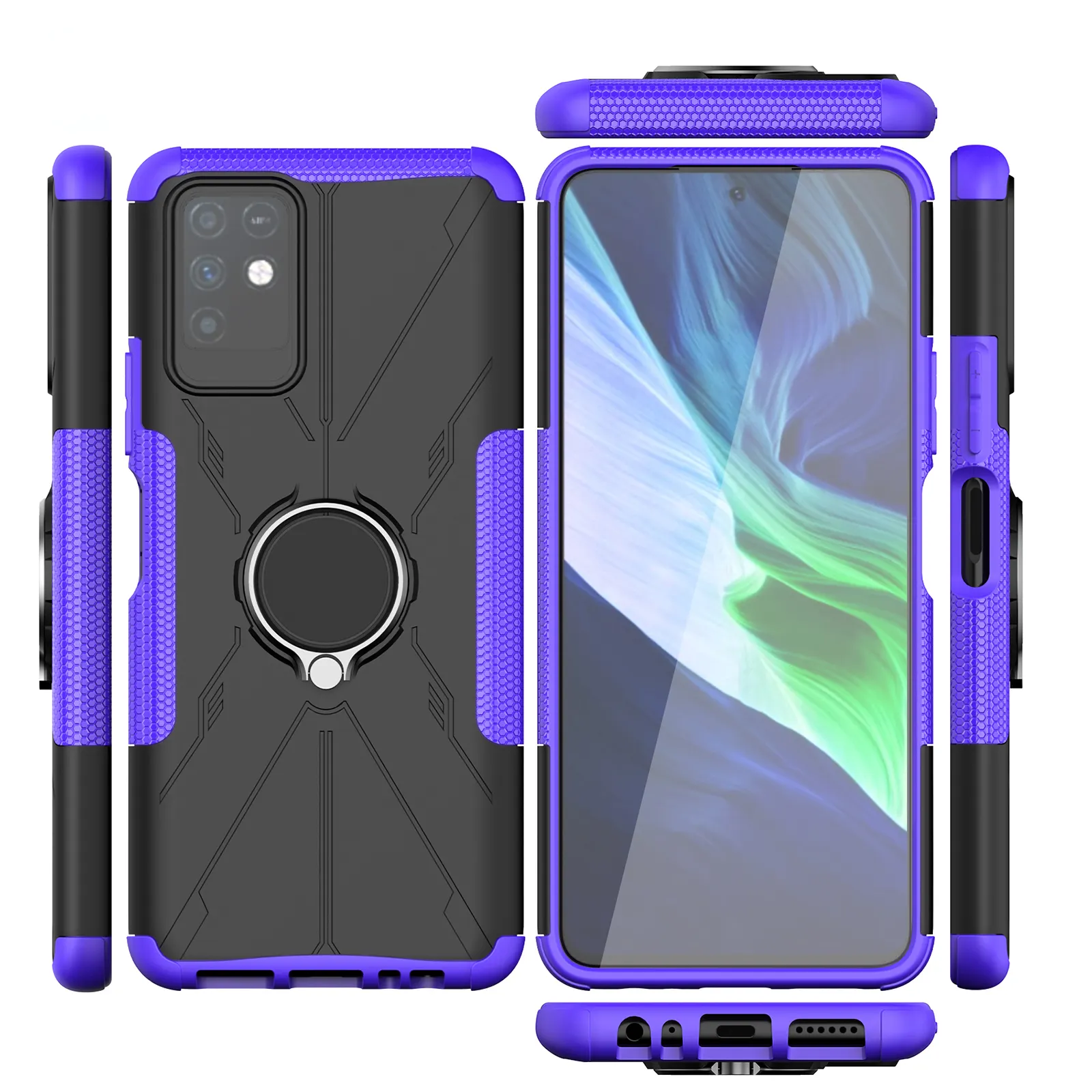 TPU PC 2 In 1 Phone Case For infinix Hot 11 10 10i 10s 10t Lite Play Note 10 8 Pro Shockproof Ring Back Cover Kickstand Cover