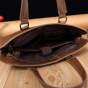 미친 말 가죽 남자 핸드백 서류 가방 PU 부드러운 가죽 컴퓨터 가방 캐주얼 남성 가방 - Product Image 6