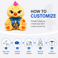 Boneka Plush Kustom Langsung dari Pabrik - Ayam Kuning dengan Pita Biru - Bordir, Penghilang Stres Ulang Tahun, Kain Super Lembut, Isi Kapas PP