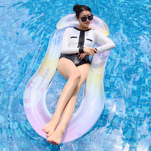 Matelas flottant gonflable sirène pour adultes avec filet, chaise longue épaissie, jouet aquatique, transat de piscine - Product Image 3