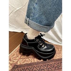 Zapatos de Plataforma de Cuero Estilo Británico Negro para Mujer, Primavera y Otoño 2025, Zapatos Casuales Cómodos Antideslizantes - Product Image 2