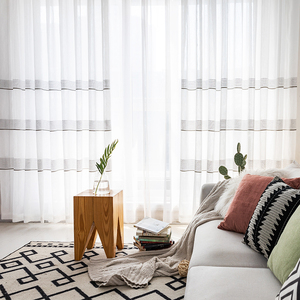 Innermor Bianco Jacquard <span class=keywords><strong>Tende</strong></span> per il salone Orizzontale nastro Tulle per la camera da letto Morbido Tulle per la cucina Su Misura - Product Image 2