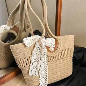 New <b>straw</b> <b>woven</b> <b>bag</b>, stylish and versatile vacation shoulder <b>bag</b> with large capacity. - Product Image 5