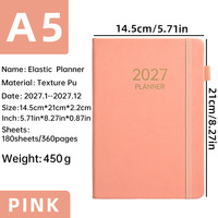 Agenda 2027 avec élastique, couverture rigide, style européen, carnet de planification épais, en stock