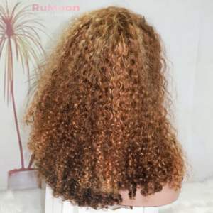 SDD предварительно выщипанный P4/30 прозрачный для фронтальной части 13x4 300% плотность Выделите Pixe вьющиеся Женские вьетнамские человеческие волосы парик - Product Image 3