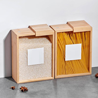 WanuoCraft Boîte de rangement alimentaire hermétique rectangulaire en bambou avec couvercle coulissant classique, distributeur de céréales, pâtes, riz, flocons d'avoine