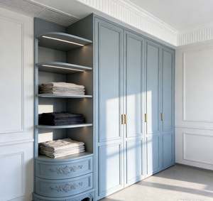 Armoire coulissante moderne avec miroir, placard de chambre à coucher en bois massif personnalisé, organisateur de rangement pour la maison, l'hôtel - Product Image 6