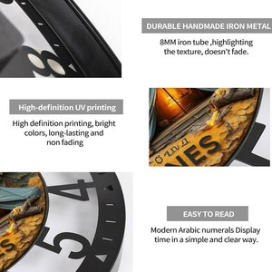 25cm Circular Iron <strong>Wall</strong> <strong>Clock</strong> with a Hidden Image When <strong>Viewed</strong> from Angle - Product Image 4