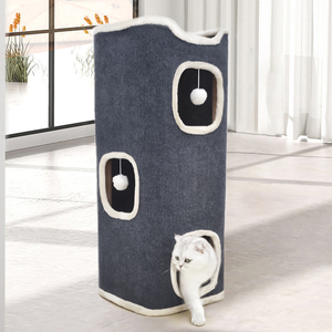 Kattenbedden Voor Katten Kubus Huisdier Huis Bedekt Grot Met Kras Pad Grote Schuilplaats Kat Tent Met Pluizige Bal Opknoping - Product Image 2