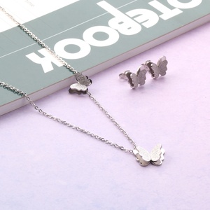 Stainless Steel Jewelry <b>Set</b> Trendy Butterfly Cute Girls Women Earrings and Pendant Statement <b>Gold</b> Plated Jewelry <b>Sets</b> - Product Image 4