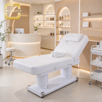 Table de Cosmétologie Blanche avec Appui-tête Amovible et Supports Latéraux pour Studio de Tatouage et Extensions de Cils
