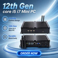 Komputer Mini Kontrol Industri Core I5-1235U 2xRS232 COM HD VGA Workstation Kantor Bisnis Tanpa Kipas Mini PC Desktop