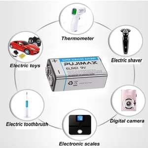 Pile alcaline PUJIMAX 9V 6LR61 6F22 1 pièce en carton, super puissance pour multimètre, télécommande, piles sèches - Product Image 3