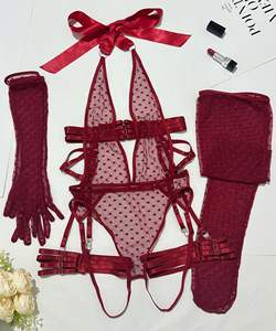 신상 핫세일 여성 섹시 스타킹 란제리 섹시 도트 디자인 바디수트 속옷 - Product Image 4