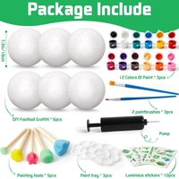Kit de peinture DIY pour enfants, ballon de football à peindre soi-même, 6 pièces par ensemble, matériau PU avec pompe, emballé dans une boîte colorée, pour activité DIY des enfants
