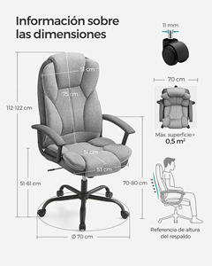 <span class=keywords><strong>Chaise</strong></span> de jeu <span class=keywords><strong>SONGMICS</strong></span> avec accoudoirs <span class=keywords><strong>chaise</strong></span> de direction avec hauteur réglable pour étude de bureau à domicile <span class=keywords><strong>chaise</strong></span> de bureau à dossier haut en cuir - Product Image 2