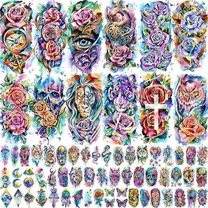 82 fogli <span class=keywords><strong>fiori</strong></span> tatuaggi temporanei adesivi rose <span class=keywords><strong>farfalle</strong></span> Multi-colore stile misto Body Art tatuaggi temporanei per le donne - Product Image 1