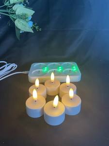 6 bougies chauffe-plat LED sans flamme avec stations de charge, charge USB - Product Image 2