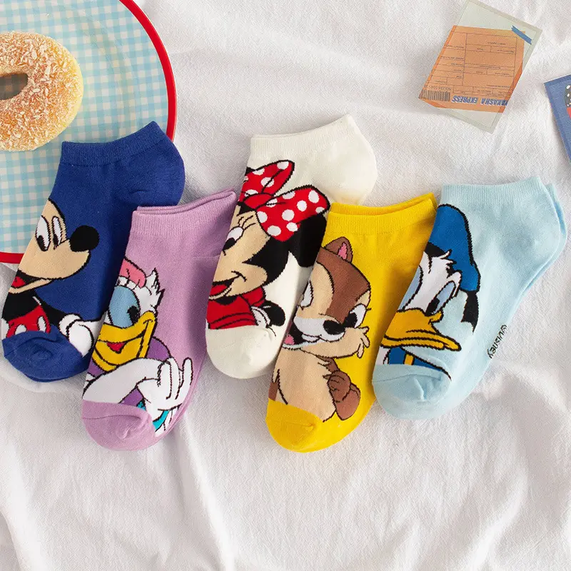 Cartoon mouse cute boat socks women knitting duck no show ankle invisible socks