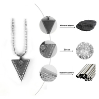 Collier anti-ondes électromagnétiques à ions négatifs en acier inoxydable avec pierre minérale, fabrication sur mesure
