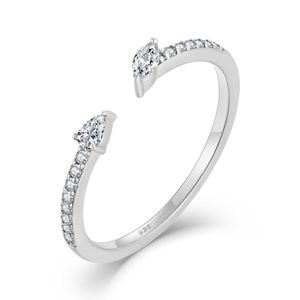 Bague ouverte en argent <span class=keywords><strong>sterling</strong></span> 925 plaqué rhodium, ajustable, avec pierres de zircon scintillantes - Product Image 1