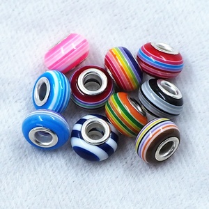 Nuevas Cuentas Sueltas de Resina Acrílica con Efecto Grieta de Hielo de Colores Mezclados, Abalorios Europeos para Pulseras DIY, Cuentas Espaciadoras de Agujero Grande de 14mm - Product Image 2