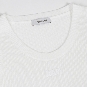 Chaleco de punto sin mangas con cuello redondo blanco personalizado, top de punto acanalado con cuentas de Tencel al por mayor para mujer - Product Image 3