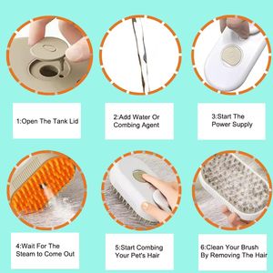 Nouvelle brosse à vapeur pour chat en plastique écologique avec peigne massant à pulvérisation pour le toilettage et l'élimination des poils des animaux de compagnie, 2 couleurs - Product Image 4