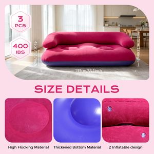 Colorful Portable Double Air Couch Heavy Duty Outdoor Air Beach Couch Inflatable Lounger for <b>Camping</b> Picnics and Beach - Product Image 2