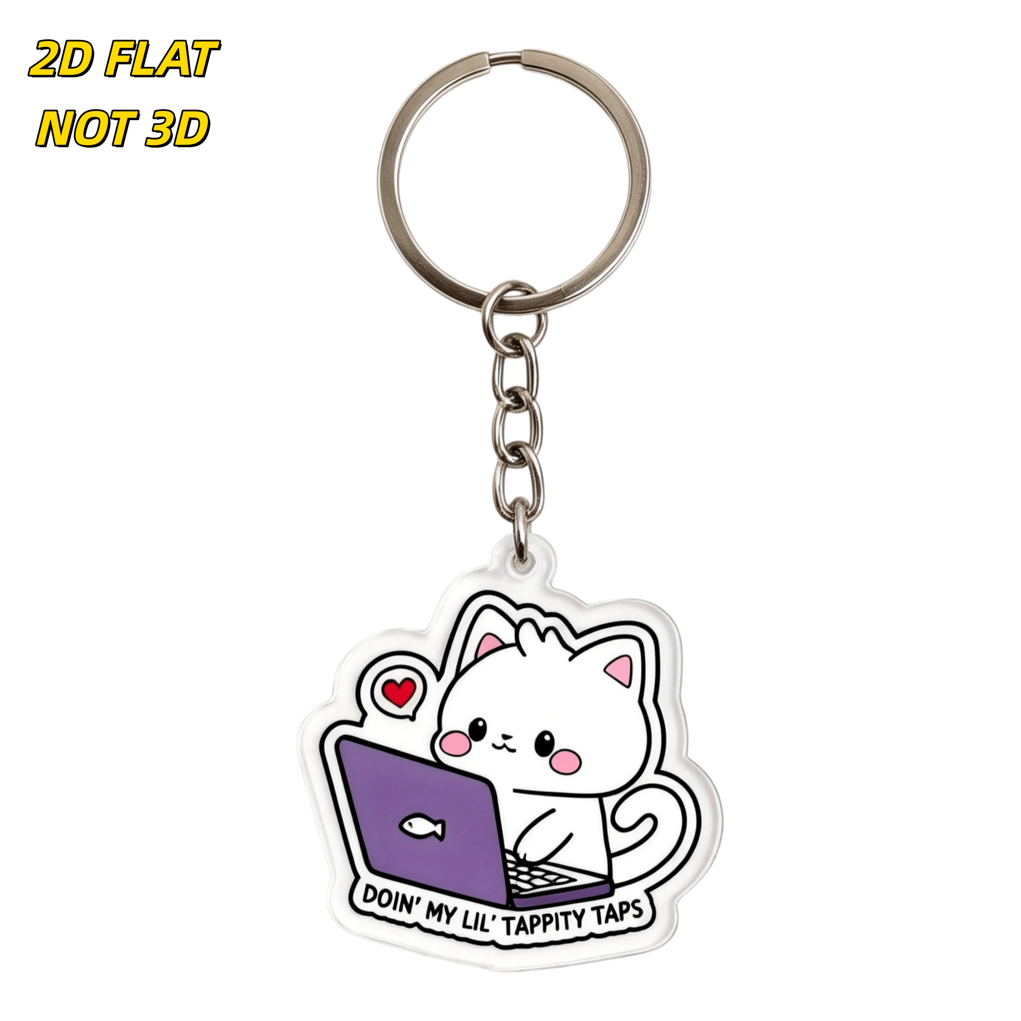 Cute Cat on Laptop Doin' My Lil' Tappity Taps Acrylic Keychain <strong>Tech</strong> Humor Charm with Metal Ring,Student & Office <strong>Accessory</strong>
