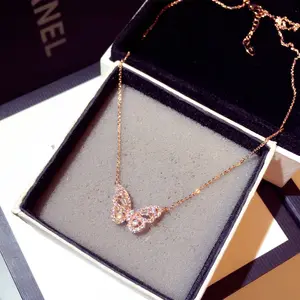 For Necklace Women Fashion Jewelry Best Selling Cz Necklaces Butterfly Shape Shine Zircon Necklaces Jewelry For Women