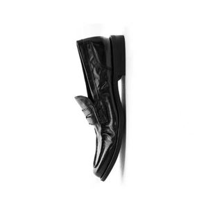 Mocasines Negros de Cuero Genuino con Punta Redonda, Sin Cordones, Suela de Goma Acolchada, Zapatos de Vestir para Hombre para Todas las Temporadas - Product Image 4