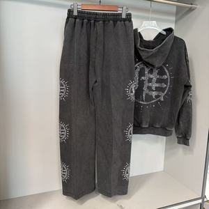 Pantalon de <span class=keywords><strong>jogging</strong></span> ample en molleton de coton épais pour <span class=keywords><strong>homme</strong></span>, avec bords bruts et rayures, modèle D150 – Qualité supérieure - Product Image 3