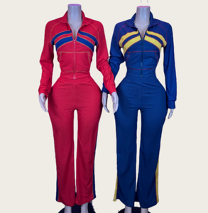 Conjunto Deportivo Casual Nuevo para Mujer Viviblook Z1211ST02, Chaqueta con Cremallera y Bloques de Color, Pantalones Largos con Cordón, Conjunto de Dos Piezas - Product Image 1