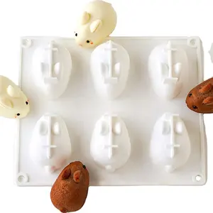 Lebensmittel qualität Silikon Eisform 6 Cavity Rabbit Chocolate Ice Lattice Backen Silikon formen
