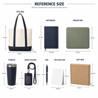 Individuelles Logo Firmen-Willkommenspaket für Neueinstellungen mit Canvas-Tasche, Notizbuch, Mauspad, Thermobecher, Ausweishalter, Stift, Geschenkbox, Großpackung