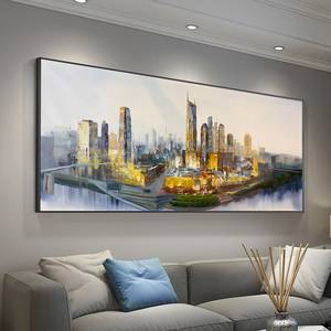 Art mural original dessiné à la main <span class=keywords><strong>New</strong></span> <span class=keywords><strong>York</strong></span> City Landscape Abstract Handmade Frame Artwork Oil Large Paintings with Frame - Product Image 1