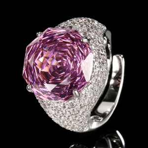 High Quality Jewelry Eco-friendly Copper 14mm Green Zircon <b>Large</b> Colorful Statement Bold Center Stone Band <b>Rings</b> for Women - Product Image 4