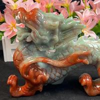 Dragon de jade Xiuyu en cristal sculpté à la main pour la décoration