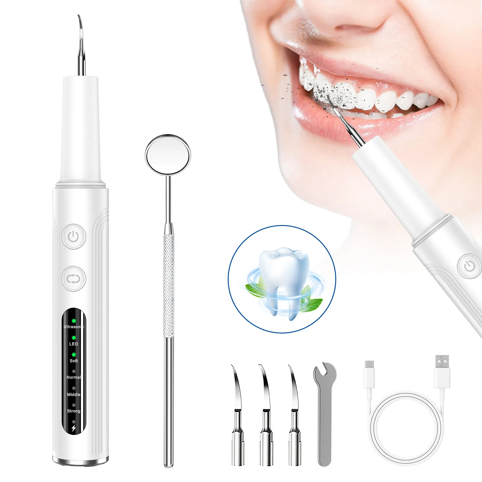 Limpador dentaria pulitore per denti apparecchi per la cura orale dentaria a ultrasuoni pulitore della placca per i denti