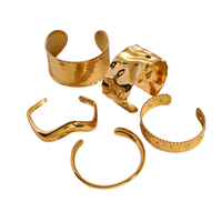 Large Large Bracelet Ouvert en Acier Inoxydable Plaqué PVD Or 18K Bijoux de Poignet Étanche