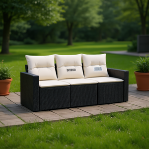 Canapé de jardin extérieur Sitego trois places en polyrotin avec coussins imperméables - Product Image 2