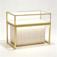 Étagère vitrine à bijoux MOOKOO Atelier Lumina avec éclairage LED, robuste, de haute qualité, avec accents en marbre et dos en verre