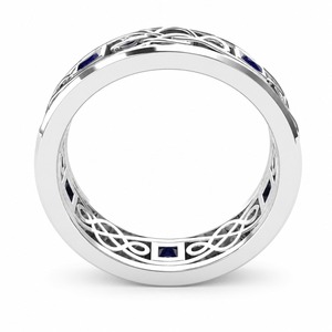 Bague ouverte à nœud celtique, pierre précieuse carrée bleue, réglable, unisexe, style bohème, bijoux de mode - Product Image 3