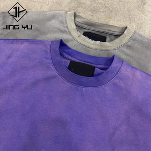 Camiseta personalizada 100% algodón lavada con ácido para hombre, Camiseta extragrande para hombre con hombros caídos, camiseta recortada rasgada desteñida por el sol para hombre - Product Image 4