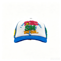Gorra Trucker Maximalista con Logotipo Bordado Personalizado, Bordado 3D en Relieve, Parches de Fieltro con Sonrisa, Gorras Snapback de Estilo Urbano Ironic