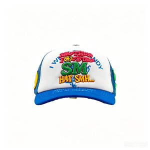 Gorra Trucker Maximalista con Logotipo Bordado Personalizado, Bordado 3D en Relieve, Parches de Fieltro con Sonrisa, Gorras Snapback de Estilo Urbano Ironic - Product Image 2
