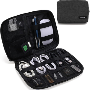 Estuche Organizador de Electrónicos para Viaje, Bolsa Pequeña para Cables y Accesorios Esenciales para Hombres y Mujeres, Organizador de Cables para Teléfono y Tarjetas SD, Color Negro - Product Image 1