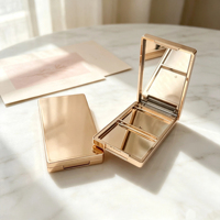 Boîte d'emballage rectangulaire miroir à double grille pour fard à joues et poudre illuminatrice, avec logo personnalisé, et boîte d'emballage dorée pour poudre de contour, pour palette de fard à joues